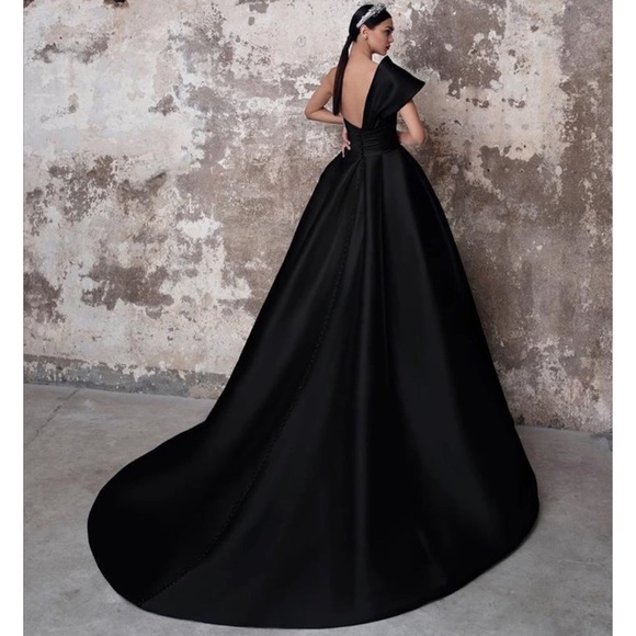 Pronovias NYC TOURMALINE Black Silk Gown Turmaline Spanish Ball Wedding Dress - Picture 5 of 13